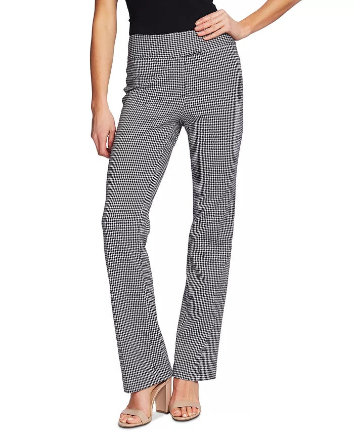 CeCe Women's Houndstooth High Rise Bootcut Pants Gray Size 6