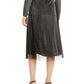 Alfani Women's Shutter Pleat Mesh Overlay Midi Skirt Gray Size Large