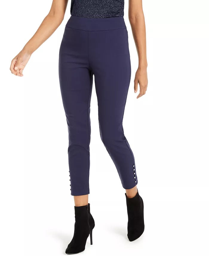 Thalia Sodi Women's Cropped Button Hem Pants Blue Size X-Small