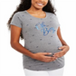 Motherhood Maternity Women's Tee Shirts Bow Print 'Oh Boy' Maternity Tee Gray Size XS