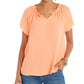 Style & Co Women's Ruffled Trim Flutter Sleeve Top Orange Size Petite Medium