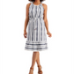 Style & Co Women's Striped Jacquard MIDI Dress Blue Size Small