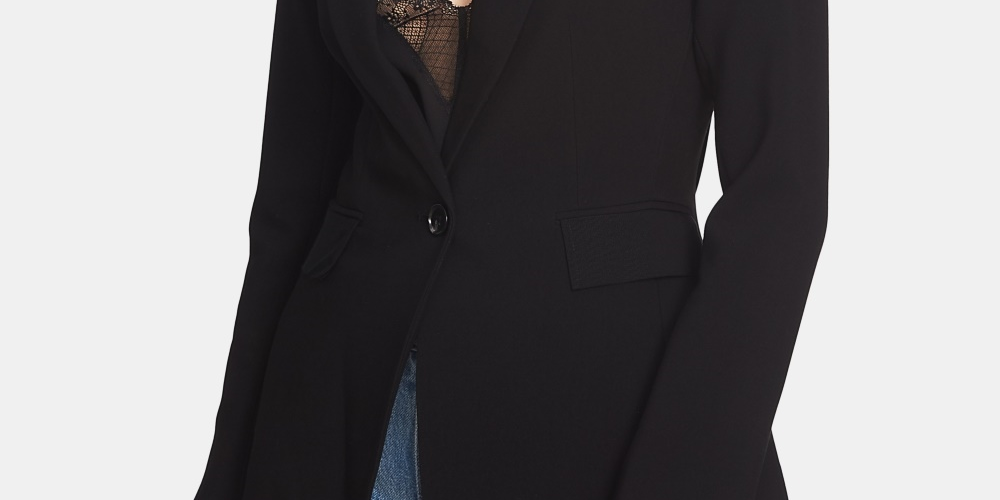 1.STATE Women's One Button Stretch Crepe Blazer Black