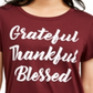 Love Tribe Junior's Grateful Thankful Blessed T-Shirt Red Size S
