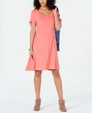Style & Co Women's Tie Sleeve Swing Dress Red Size PP