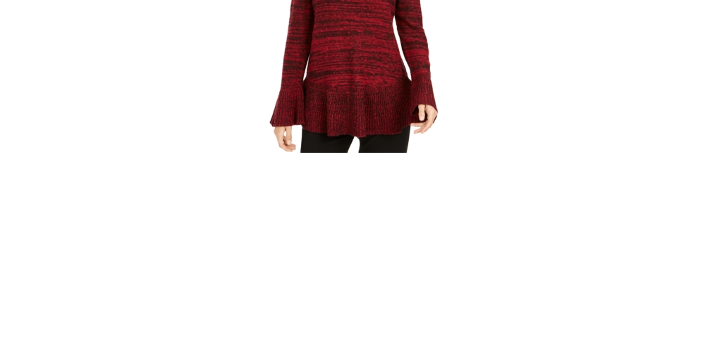Style & Co Women's Ruffle Hem Tunic Sweater Red Size Petite L