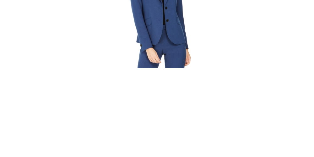 Anne Klein Women's Buttoned Pinstripe Blazer Wear To Work Jacket Blue Size 6