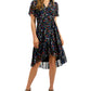 Calvin Klein Women's Floral Print Wrap Style Dress regatta Blue Size 0 Petite