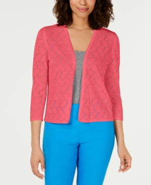 Charter Club Women's Pointelle Completer Cardigan Pink Size Medium