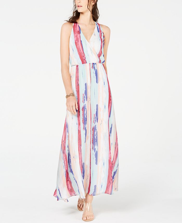INC International Concepts Women's Rainbow Maxi Dress White Size Petite L