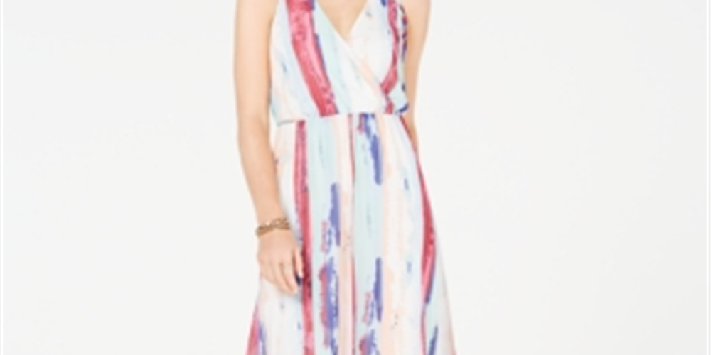 INC International Concepts Women's Rainbow Maxi Dress White Size Petite L