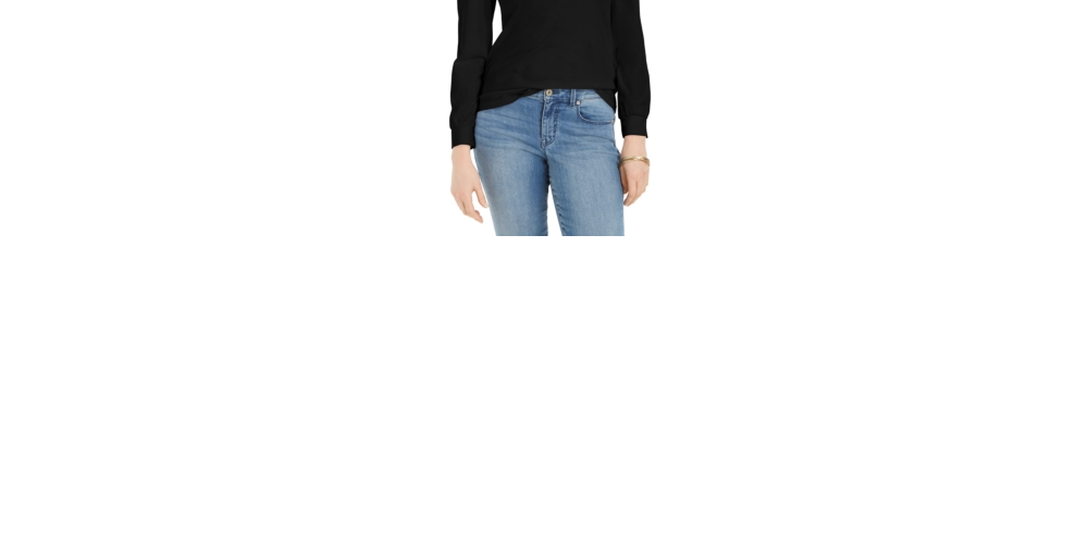Charter Club Women's Supima Puff Sleeve Top Black Size Medium