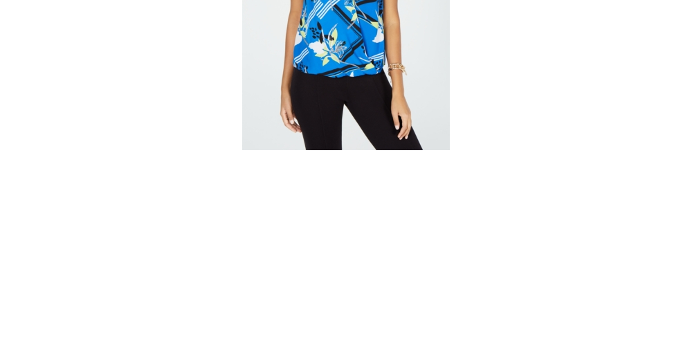 Alfani Women's Ombre Surplice Top Blue Size Petite Small
