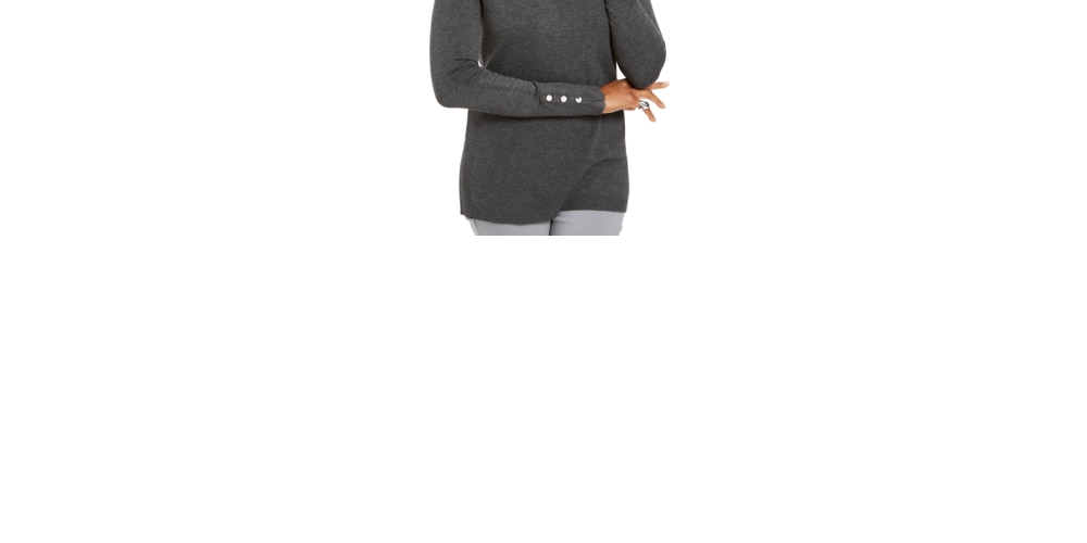 JM Collection Women's Sweater Long Sleeve V Neck Pullover Gray Size XX-Large