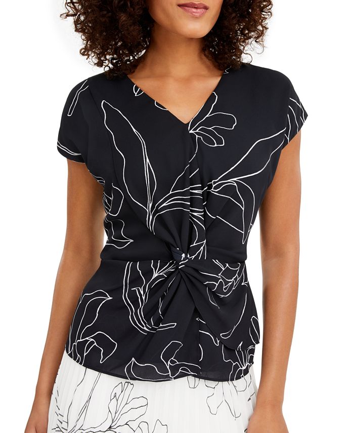 Alfani Women's Twist Front Top Blue Size M