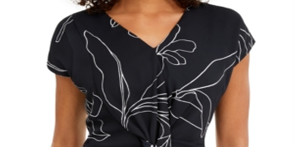 Alfani Women's Twist Front Top Blue Size M