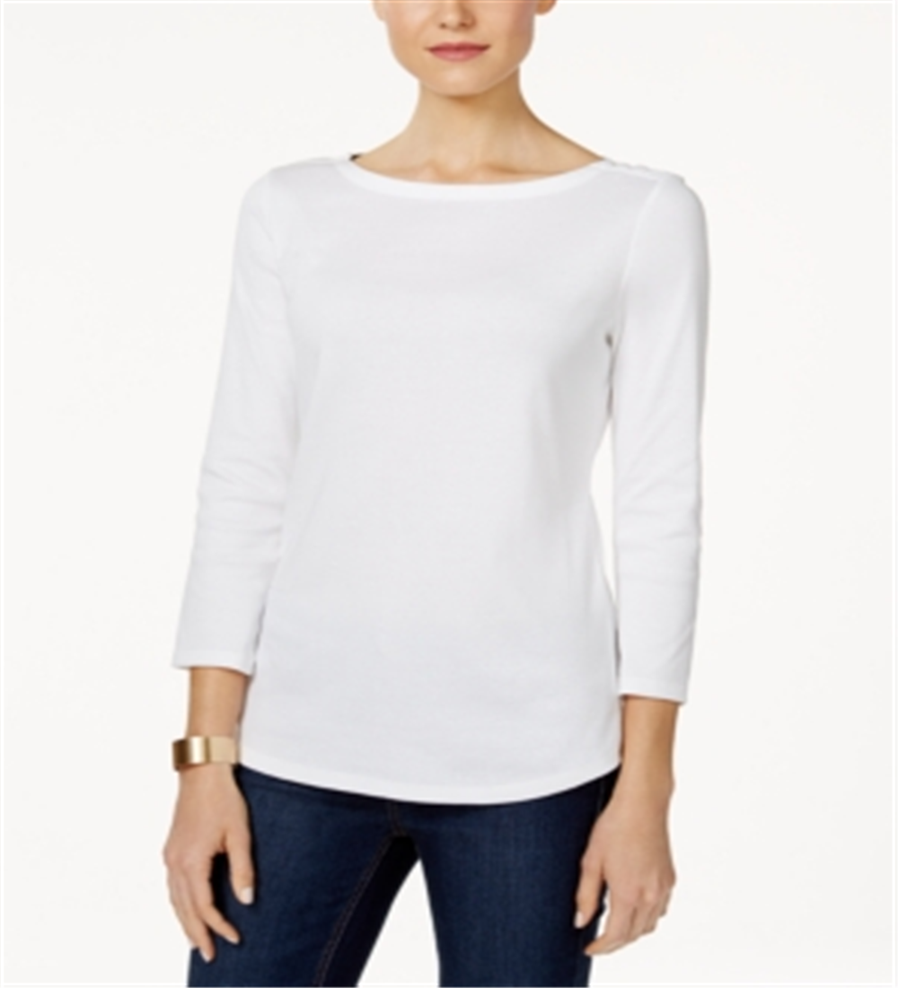 Charter Club Women's Pima Cotton Boat Neck Top White Size 2XL