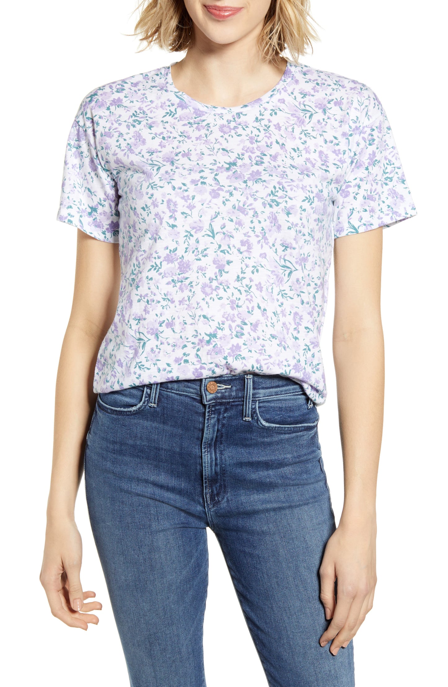 Lucky Brand Women's Tee Shirts Floral Tee White Size Medium