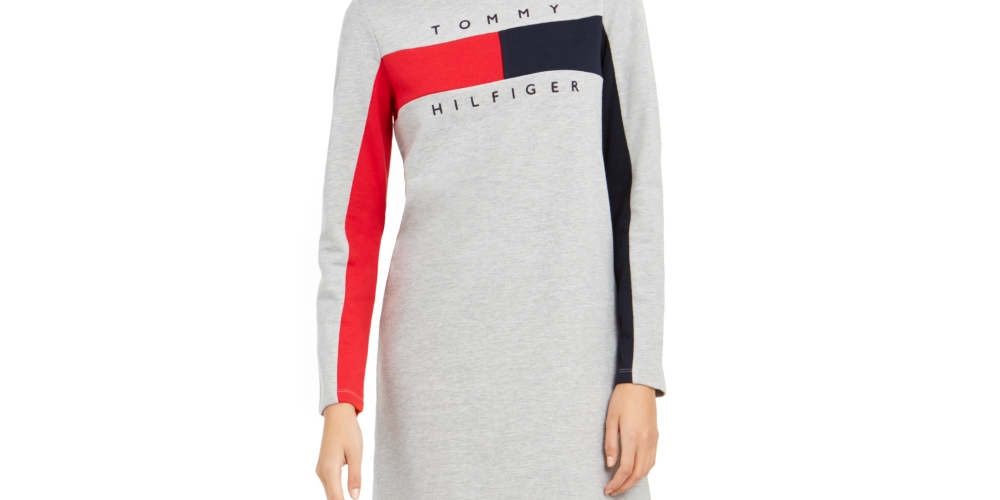 Tommy Hilfiger Women's Mini Logo T-Shirt Dress Gray Size X-Small
