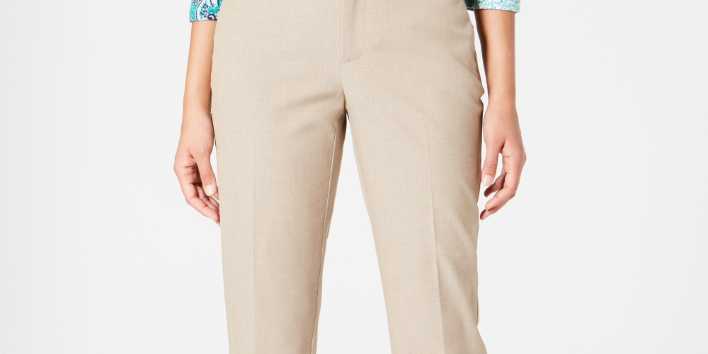 Charter Club Women's Slim Leg Ankle Pants Beige Size 14 Petite