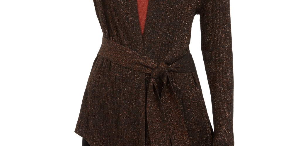 INC International Concepts Women's Metallic Cardigan Brown Size X-Large
