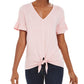 Style & Co Women's Flutter Sleeve Tie Front Top  Pink Size X-Small