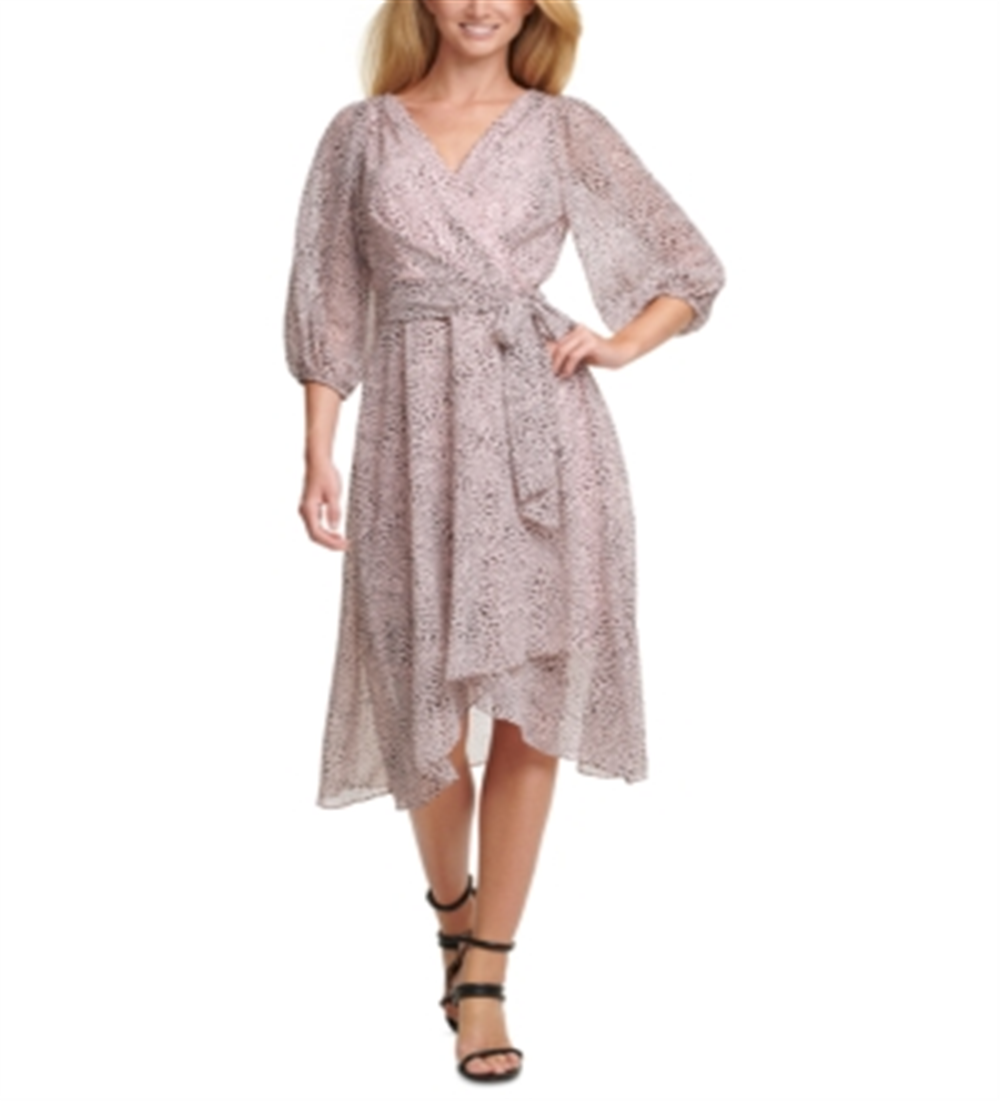 DKNY Women's Faux Wrap Dress Pink Size 12