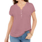 Style & Co Women's Dolman Sleeve Henley Linen Blend Top Purple Size Large