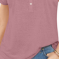 Style & Co Women's Dolman Sleeve Henley Linen Blend Top Purple Size Large
