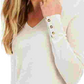 Charter Club Women's Heather Cuffed V Neck T-Shirt Top Beige Size X-Large