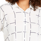 Alfani Women's Printed Tie Cuff Top White Size Petite Small