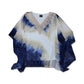 JM Collection Women's Crochet Trim Printed Poncho Top Blue Size X-Small