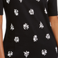 Karen Scott Women's Printed Scalloped Cotton Top Black Size X-Small