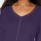 Karen Scott Women's V Neck Studded Top Purple Size XL