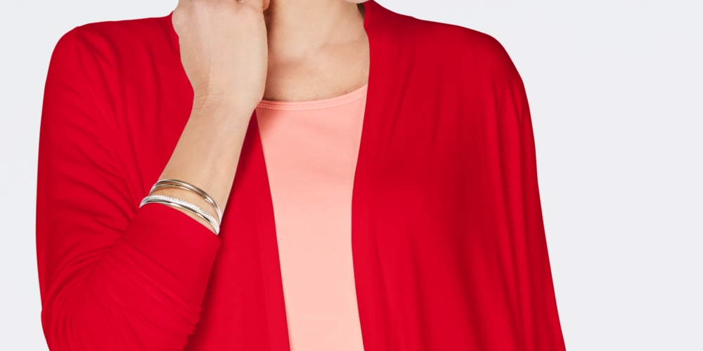 Karen Scott Women's Draped Open Front Cardigan Red Size Medium