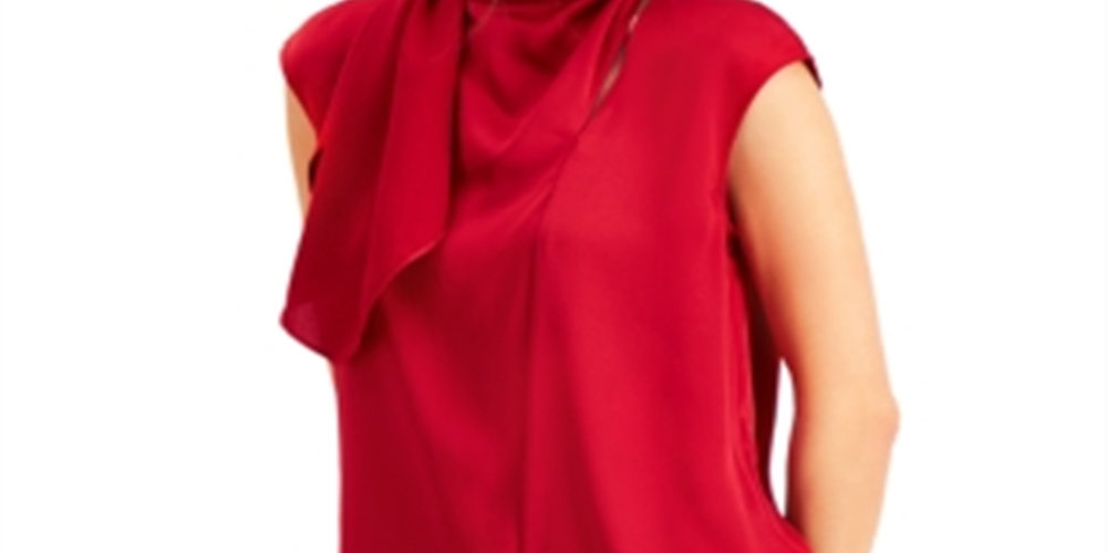Alfani Women's Solid Tunic Blouse Red  Size X-Large