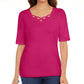 Karen Scott Women's Cotton Keyhole Top Pink Size X-Small