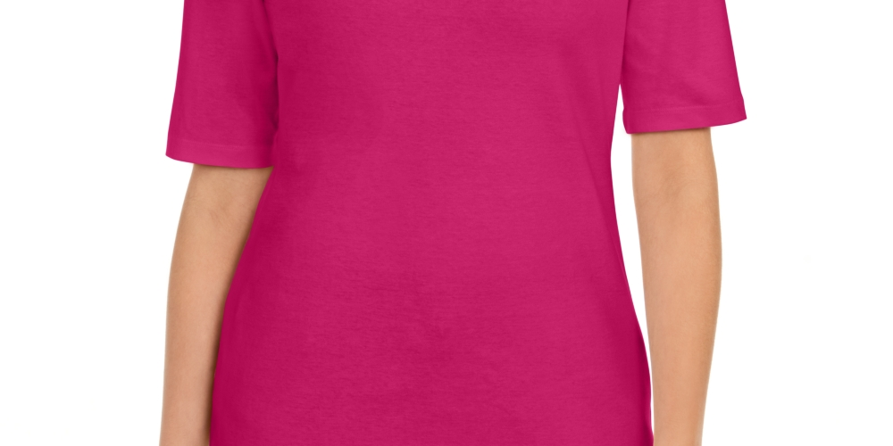 Karen Scott Women's Cotton Keyhole Top Pink Size X-Small