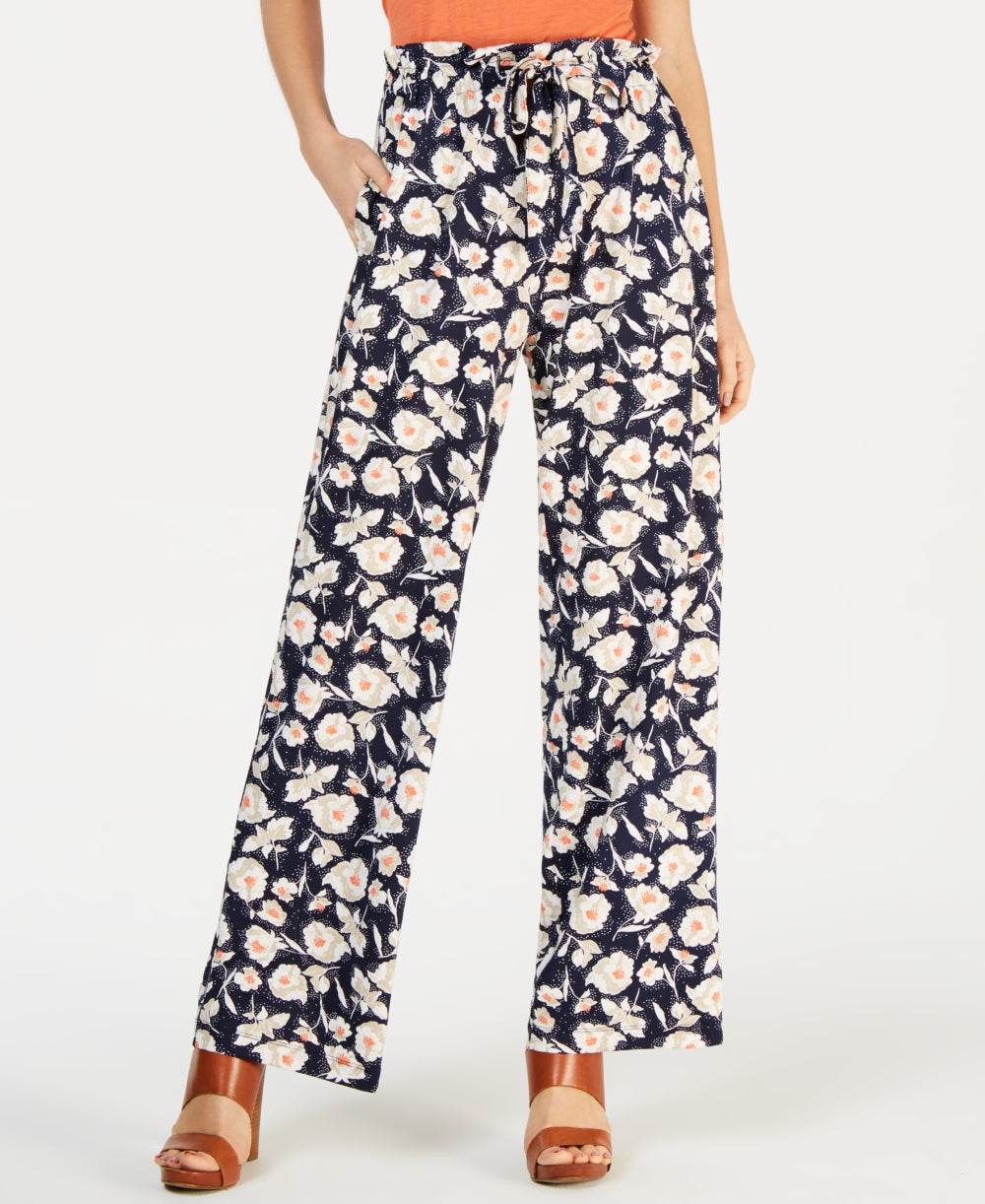 John Paul Richard Women's Floral Drawstring Pants Blue Size Petite L