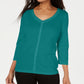 Karen Scott Women's V Neck Studded Top Blue Size X-Small
