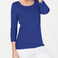 Karen Scott Women's Cotton 3/4 Sleeve Top Blue Size X-Large
