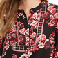 Charter Club Women's Mixed Print Henley Top Red Size Petite Small