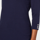 Karen Scott Women's Cotton Button Trim Sweater Blue Size Petite Small