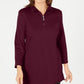 Karen Scott Women's Cotton Half Zip Mock Neck Top Red Size Medium