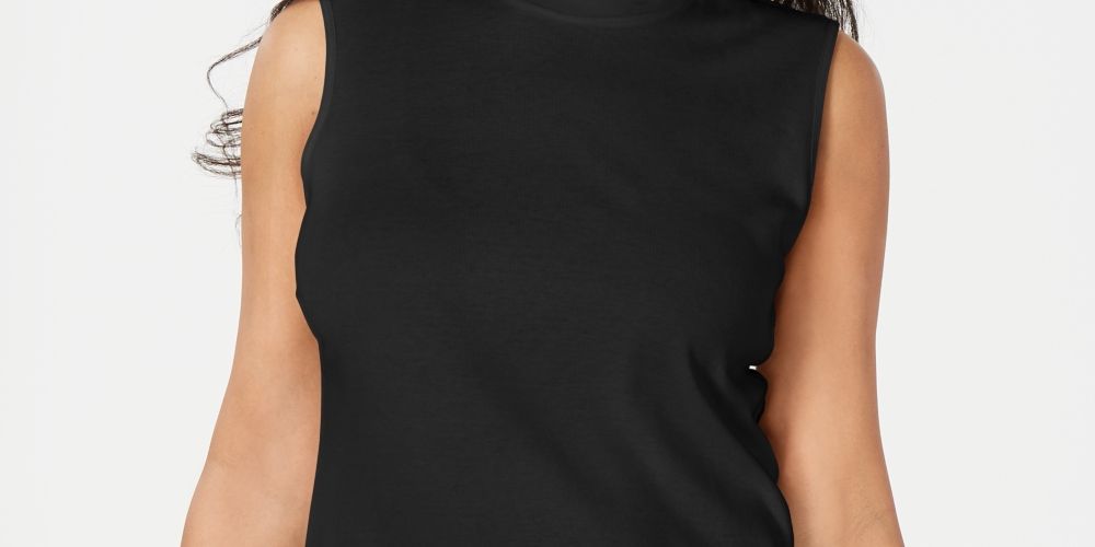 Karen Scott Women's Mock Neck Sleeveless Top Black Size Small