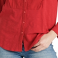 Lucky Brand Women's Long Sleeve V Neck Top Red Size X-Small