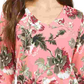 Charter Club Women's Garden Printed V-Neck Top Pink Size X-Large