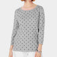 Karen Scott Women's Polka Dot 3/4 Sleeve Jewel Neck Top Gray Size X-Small