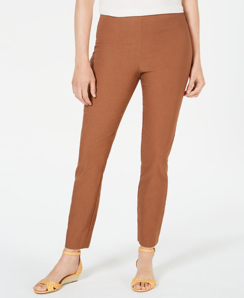 Charter Club Women's Chelsea Tummy Control Skinny Leg Ankle Pants Brown Size 14