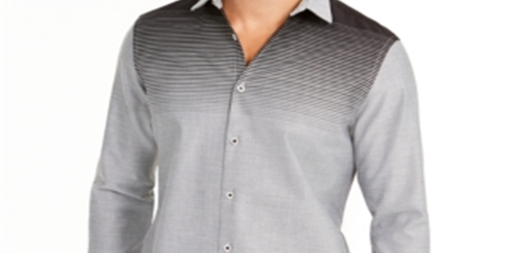 Alfani Men's Classic Fit Gradient-Stripe Shirt Black Size Large